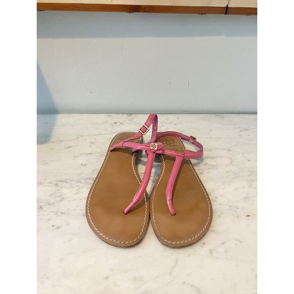 Tory Burch Shoes Womens Size 7 Pink Leather Thong Sandals Flip Flop Summer Flats - Picture 2 of 5